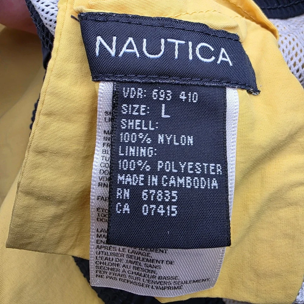 Nautica Swim Trunks‎ Men Large Yellow Blue Board Shorts Nylon Mesh Lined Color